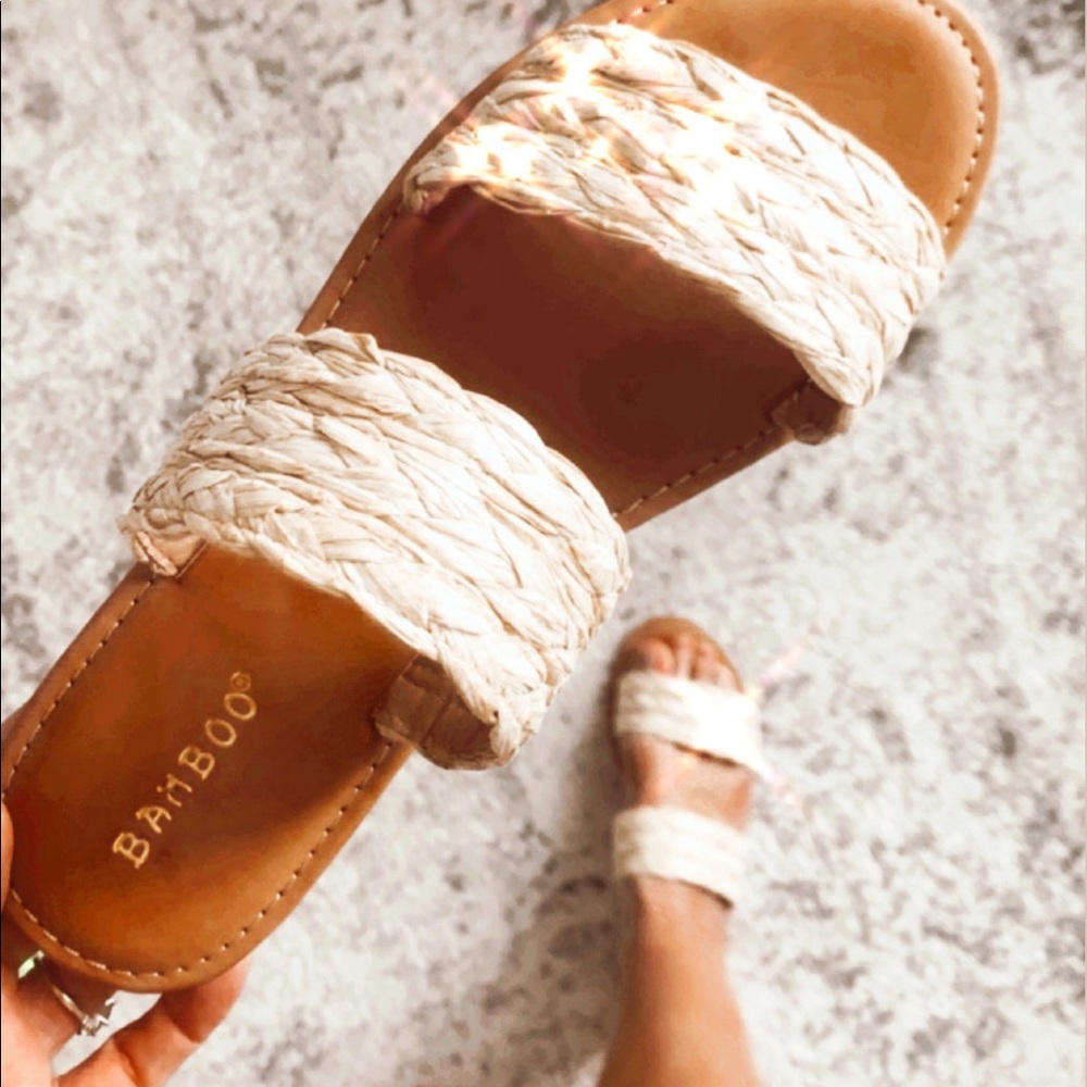 Time to Chill Natural Raffia Slide Sandals